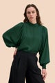 Kaiko  Puff Blouse, Dark Green