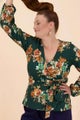 Kaiko Soft Wrap Blouse, Rose Yard Green