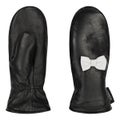 SOMA Naisten nahkarukkaset - Ladies mittens -Black / White Bow