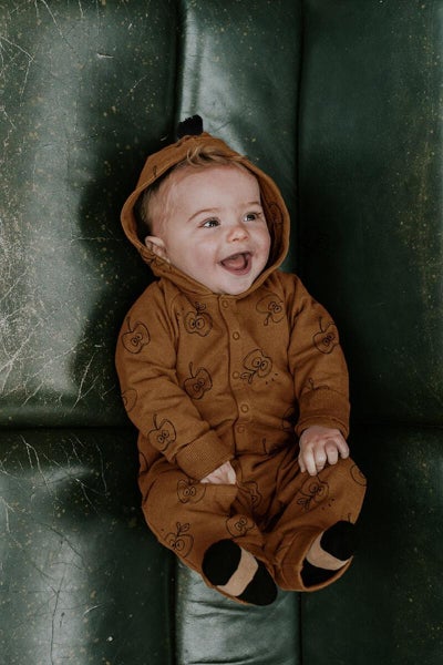 Sproet & Sprout Baby Onesie Apple Print Mustard