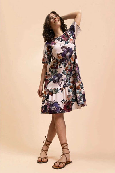 Kaiko  Ruffle T-Shirt Dress, Roses