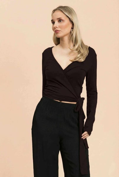 Kaiko  Wrap Top, Chocolate