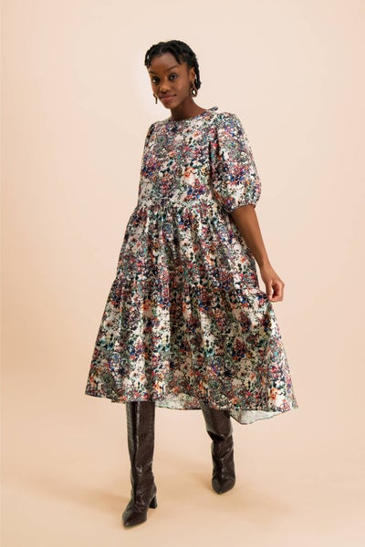 Kaiko Tiered Midi Dress, Blooming Forest