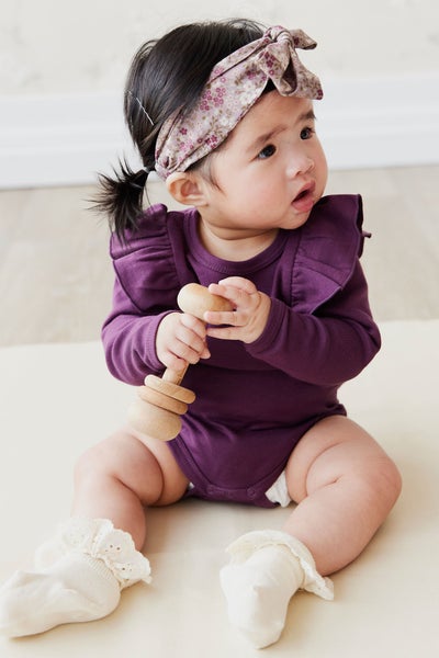 Jamie Kay Pima Cotton Fleur Long Sleeve Bodysuit - Sugar Plum