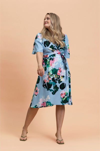 Kaiko Sway Wrap Dress, Water Lily
