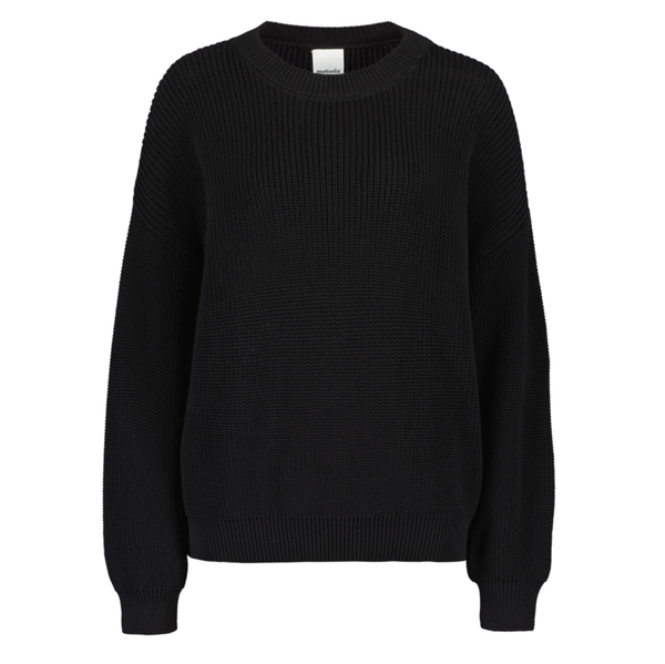 Metsola  Cotton Knit Jumper -Neulepaita | Licorice
