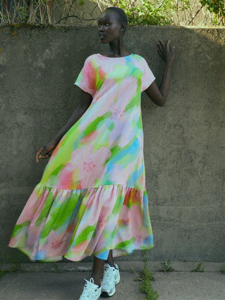 Mainio Pink Bloom maxi dress, adults