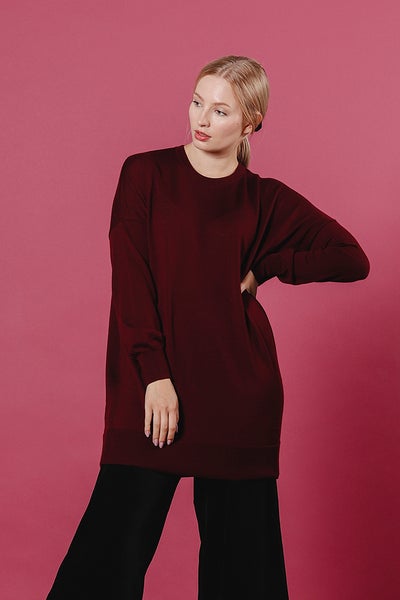 Aarre  Ada merino tunic, Port wine
