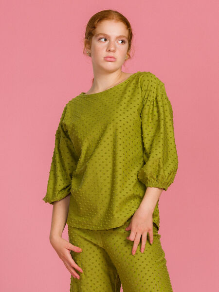 Aarrelabel Sinna Shirt, Olive Dot