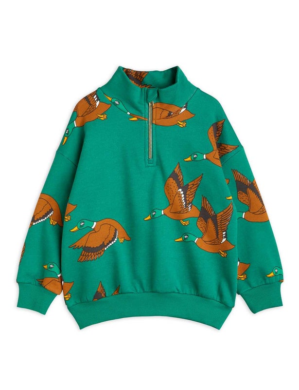 Mini Rodini Ducks aop halfzip sweatshirt