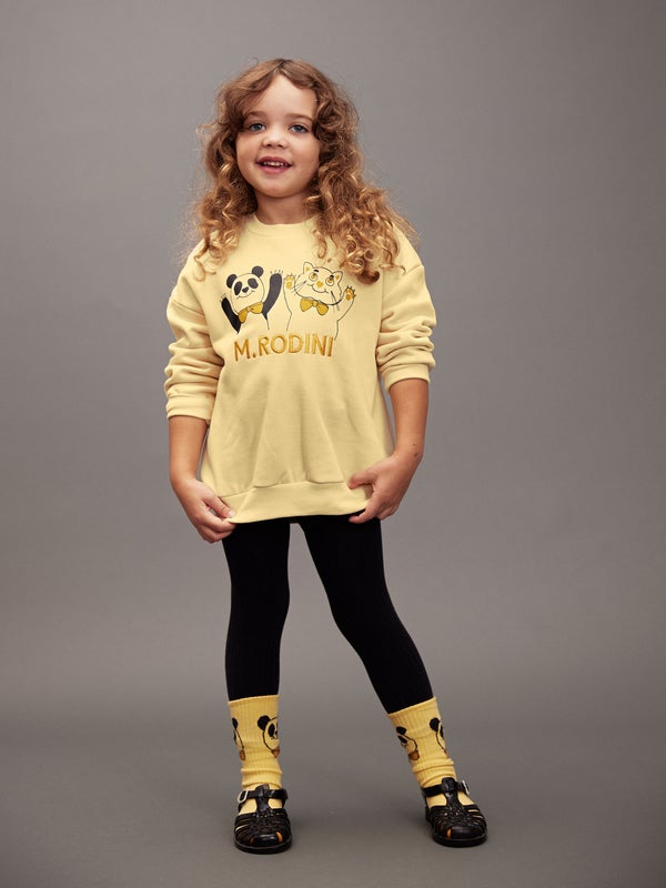 Mini Rodini Panda & cat sp sweatshirt Yellow