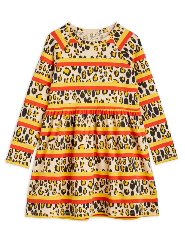 Mini Rodini Leopard stripe aop ls dress Multi