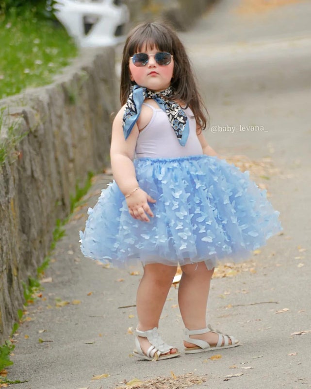 DOLLY by Le Petit Tom &reg; ALLOVER BUTTERFLIES TUTU SKIRT light blue