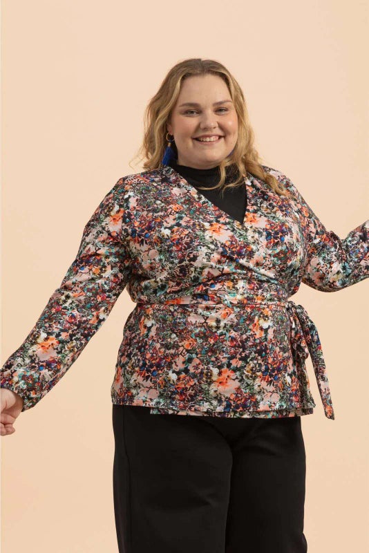 Kaiko Soft Wrap Blouse, Blooming Forest&nbsp;