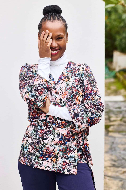 Kaiko Soft Wrap Blouse, Blooming Forest&nbsp;