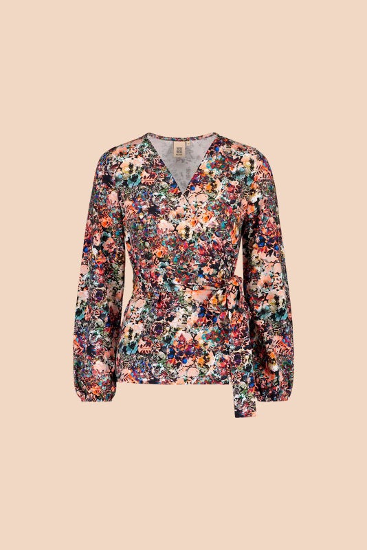 Kaiko Soft Wrap Blouse, Blooming Forest&nbsp;