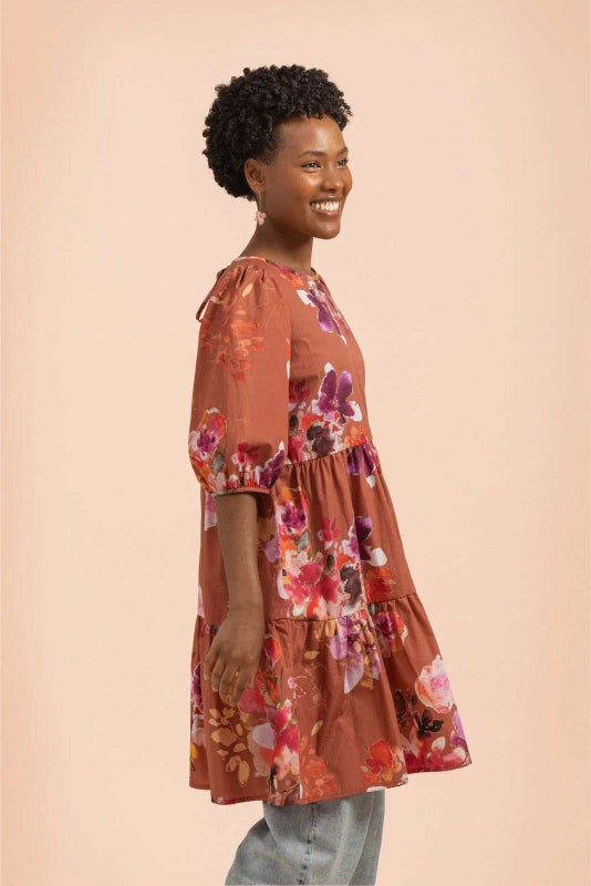 Kaiko Tiered Mini Dress, Lilies