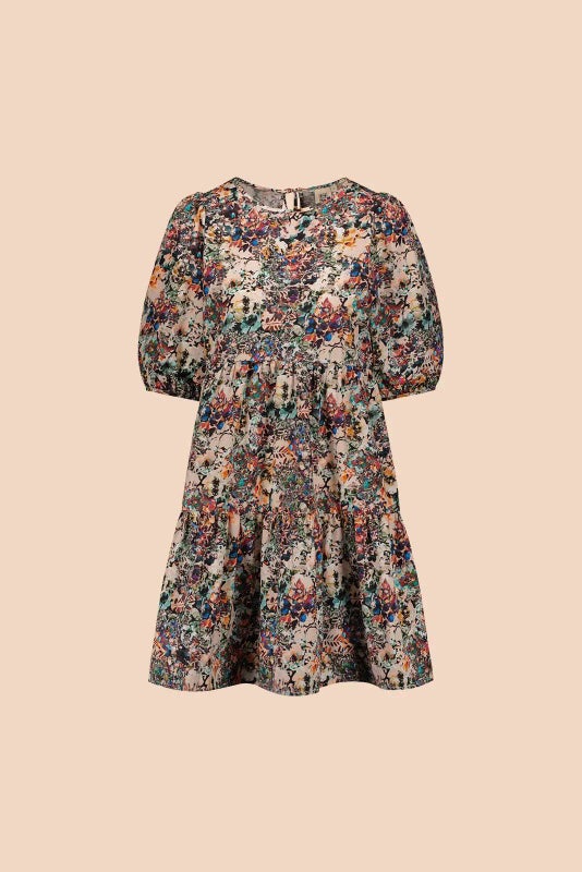 Kaiko Tiered Mini Dress, Blooming Forest