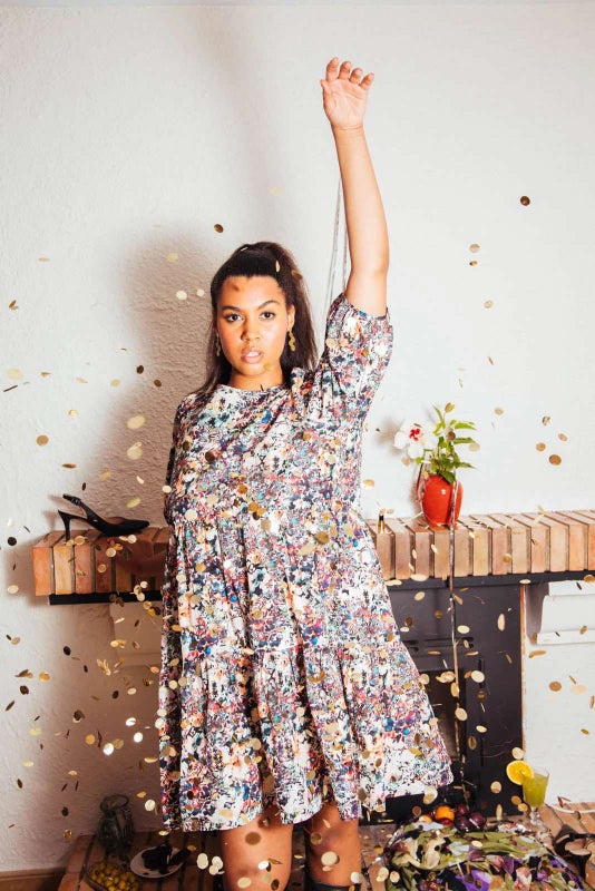 Kaiko Tiered Mini Dress, Blooming Forest