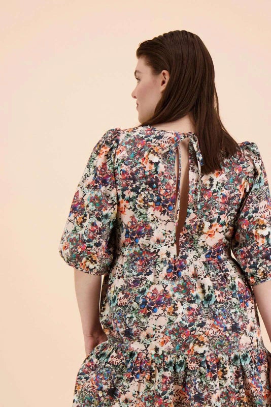 Kaiko Tiered Mini Dress, Blooming Forest