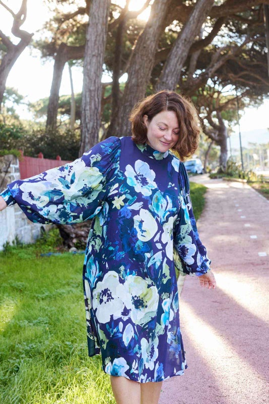 Kaiko Puff Dress, Blue Anemone