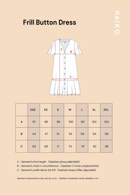 Kaiko  Frill Button Dress, Clover Blossom