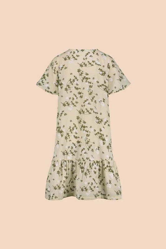 Kaiko  Frill Button Dress, Clover Blossom