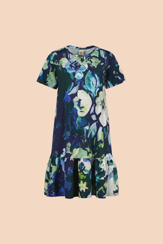 Kaiko  Ruffle T-shirt Dress, Blue Anemone