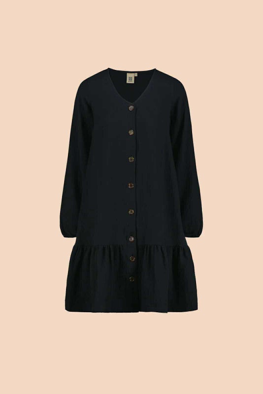 Kaiko  Ruffle Button Dress, Black