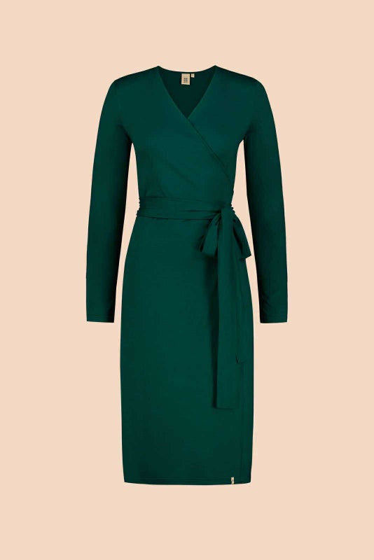 Kaiko Soft Wrap Dress, Dark Green