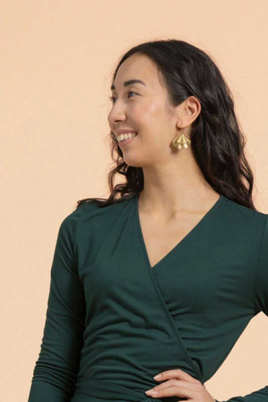 Kaiko Soft Wrap Dress, Dark Green