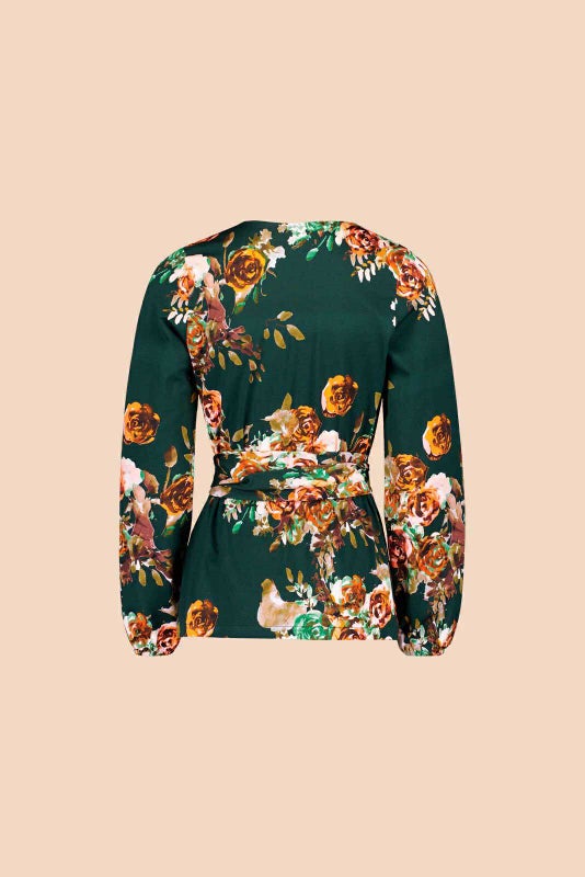 Kaiko Soft Wrap Blouse, Rose Yard Green
