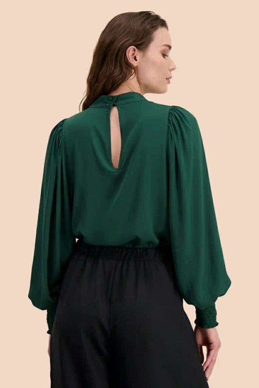 Kaiko  Puff Blouse, Dark Green