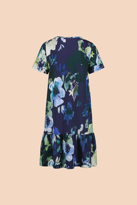 Kaiko  Ruffle T-shirt Dress, Blue Anemone