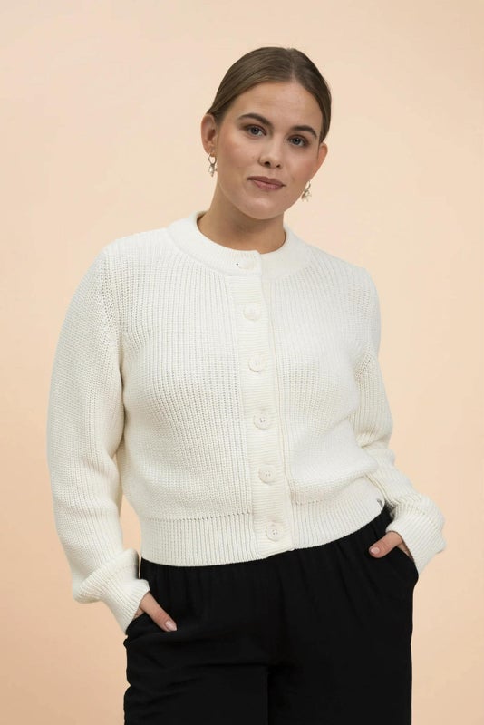 Kaiko  O-neck Cardigan, Offwhite
