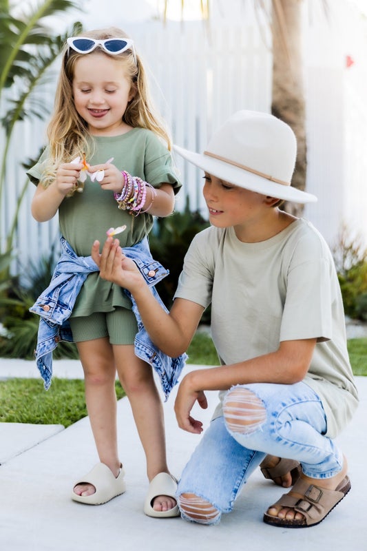 Beau Hudson Rib Bike Shorts Sage - Kids