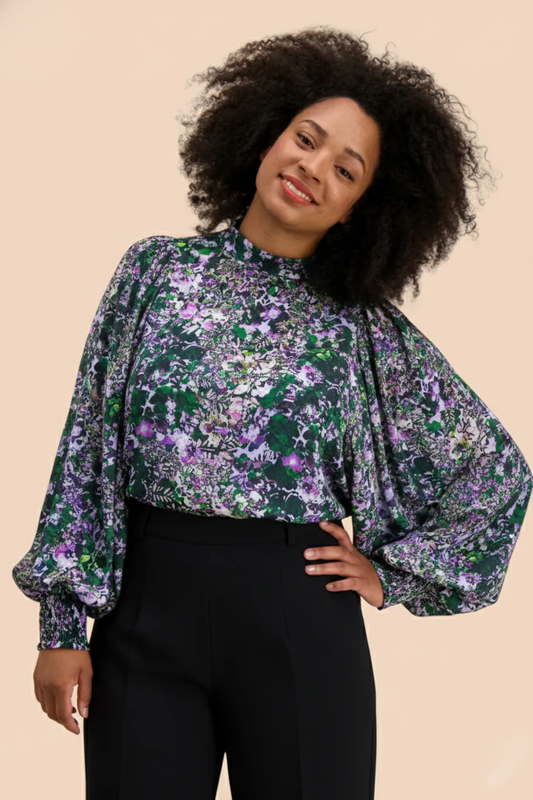 Kaiko  Puff Blouse, Blooming Forest Lilac