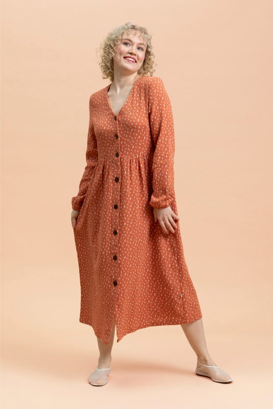 Kaiko  Button Dress, Vintage Leaf