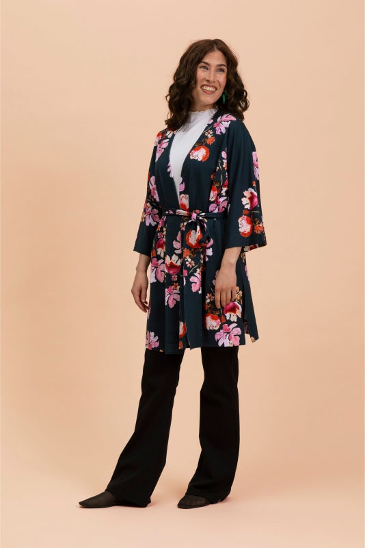 Kaiko  Kimono, Cherry Blossom Navy