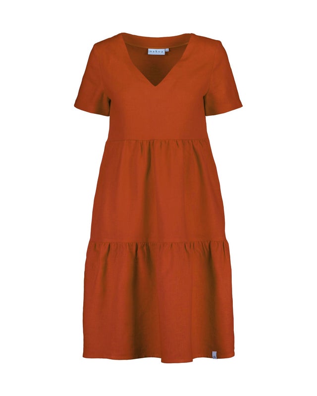 nakoa Layered Dress, Burnt Orange