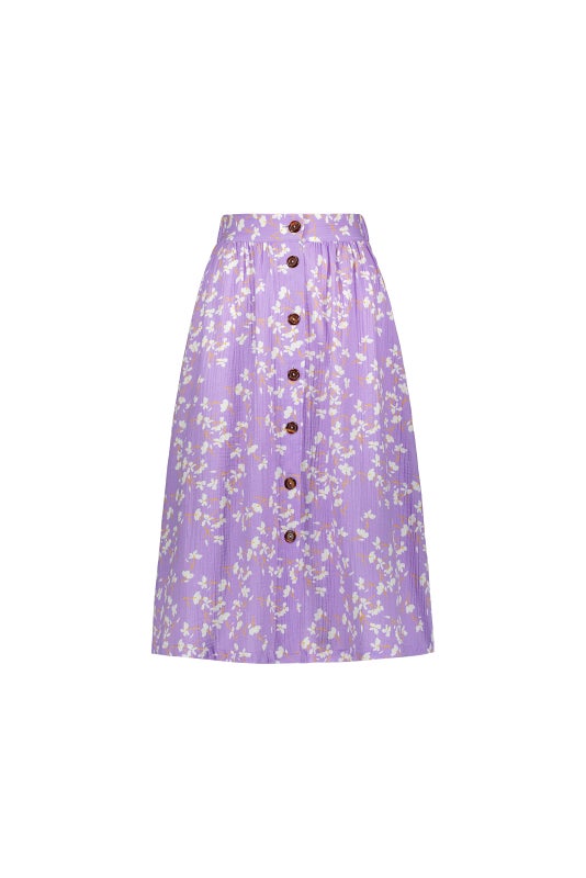 Kaiko  Women Button Skirt, Lavender Garden