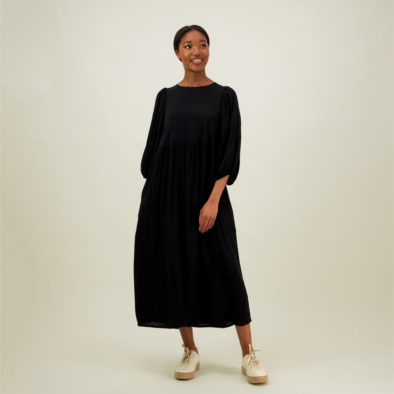 Metsola  Volume Sleeve Midi Dress -Mekko | Licorice