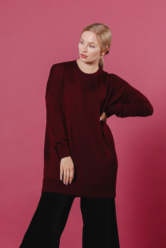 Aarre  Ada merino tunic, Port wine