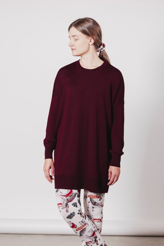 Aarre  Ada merino tunic, Port wine