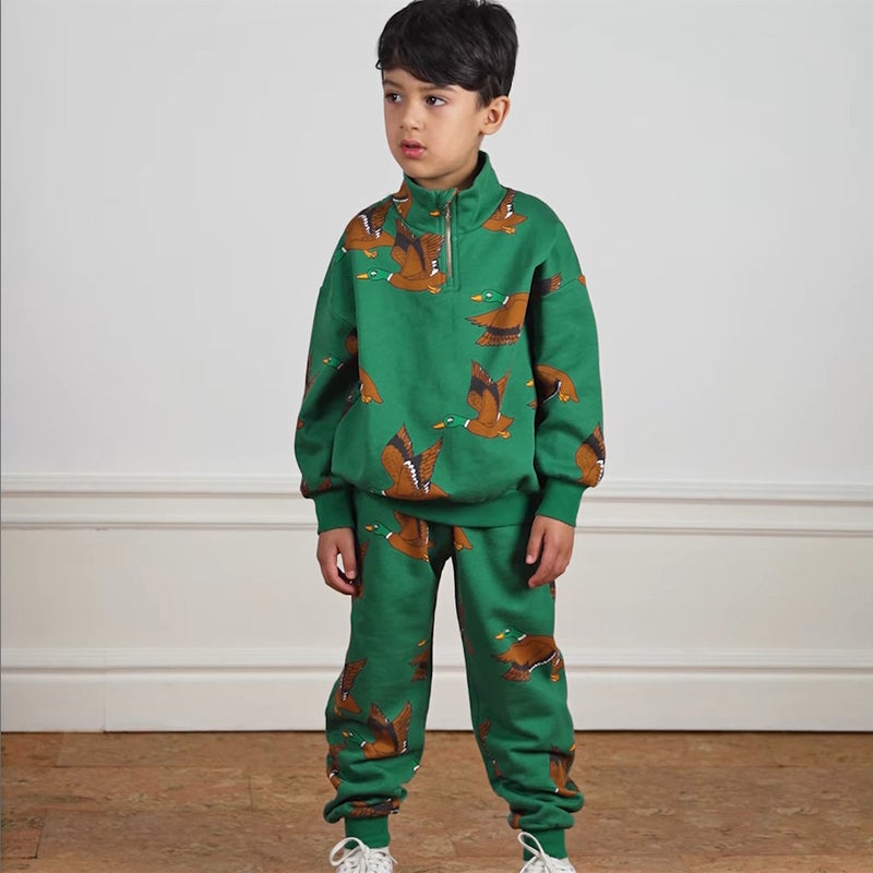Mini Rodini Ducks aop halfzip sweatshirt