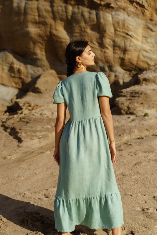 nakoa  Astrid linen Dress, Desert Sage