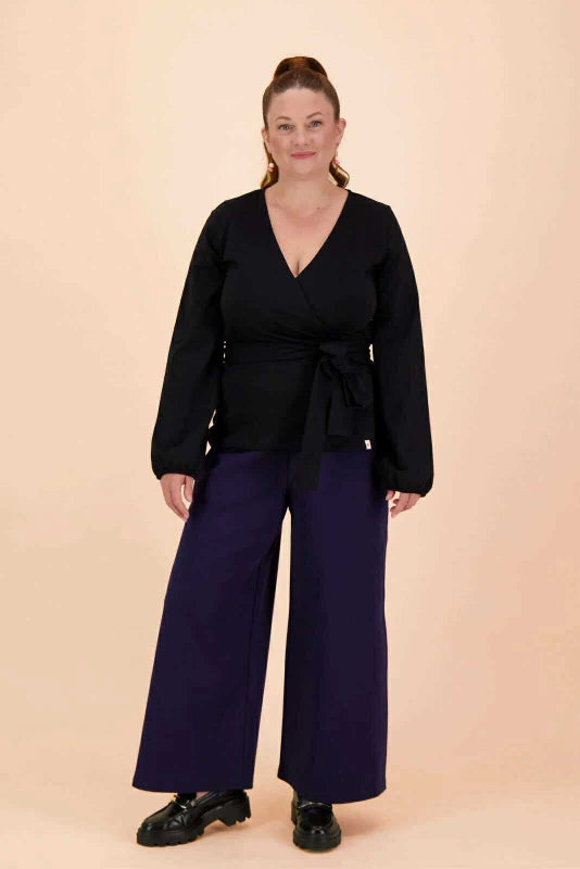 Kaiko Soft Wrap Blouse, Black