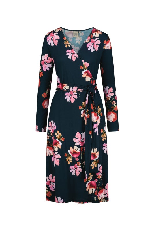 Kaiko Soft Wrap Dress, Cherry Blossom Navy
